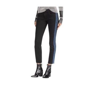 Rag & Bone Stone Black Ankle Dren Slim Boyfriend Jeans  Frayed Hem Size 28